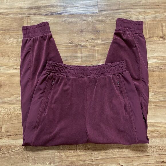 ZYIA Active L Maroon Soft Cozy Fleece Pull-on Joggers Elastic Waist Sweatpants - Picture 5 of 16